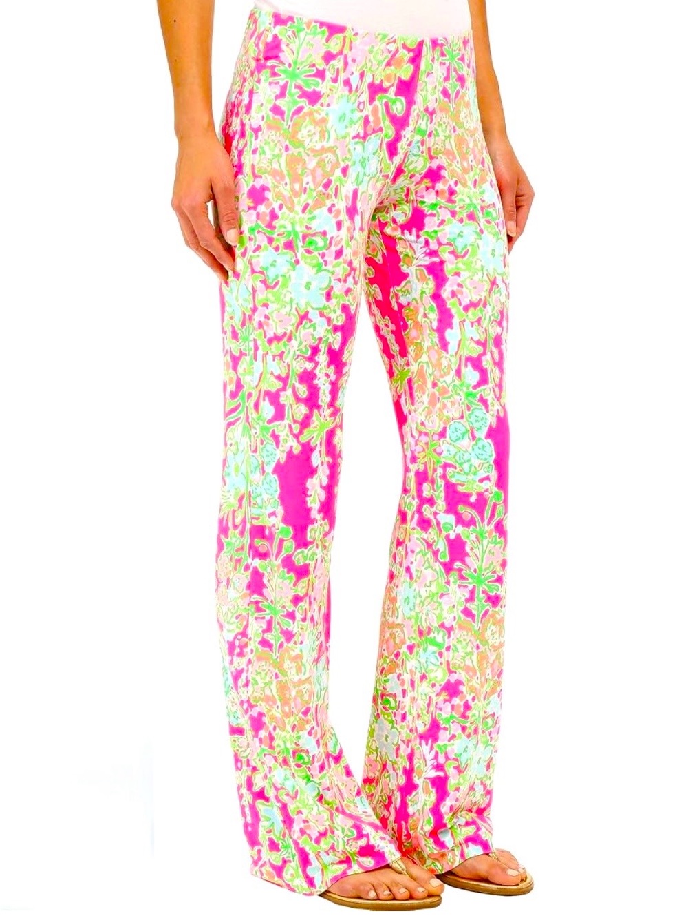 LILLY PULITZER Georgia May Palazzo Pants, pink and green